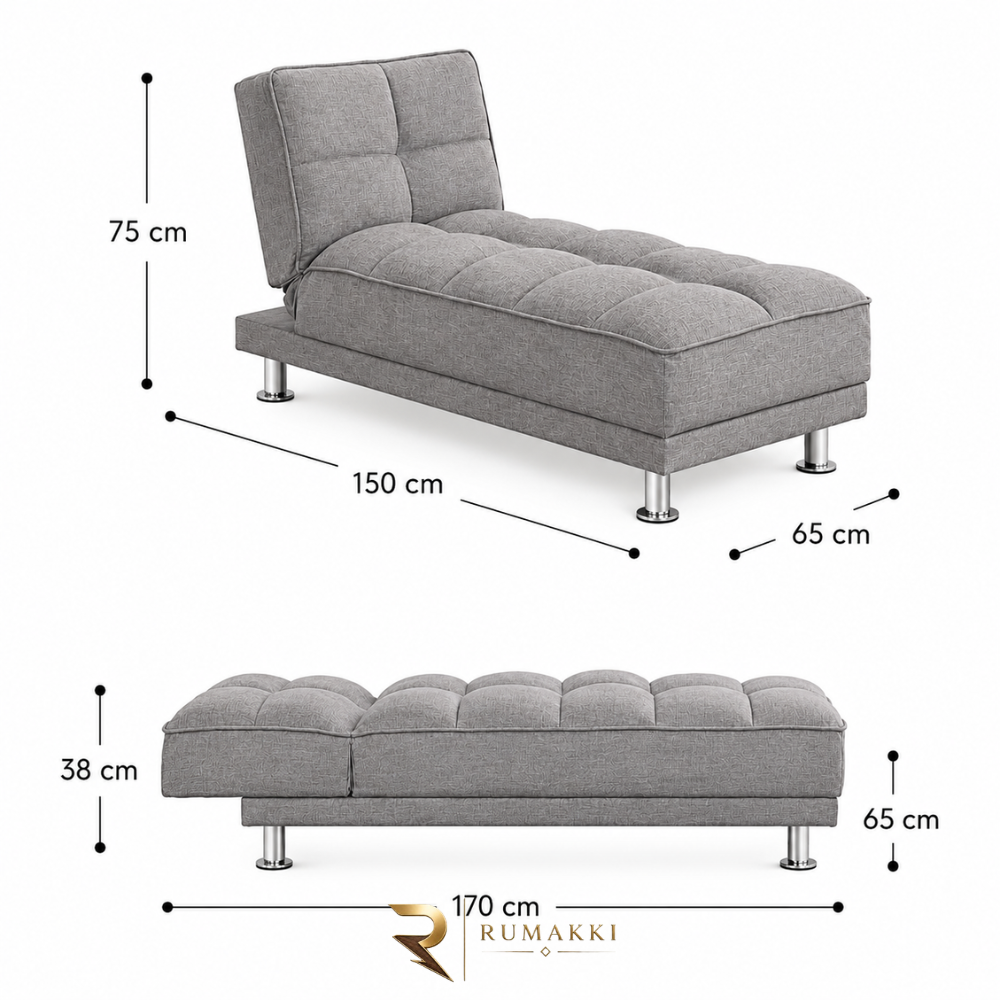 Sofa Bed Single Minimalis Premium - Abu Abu